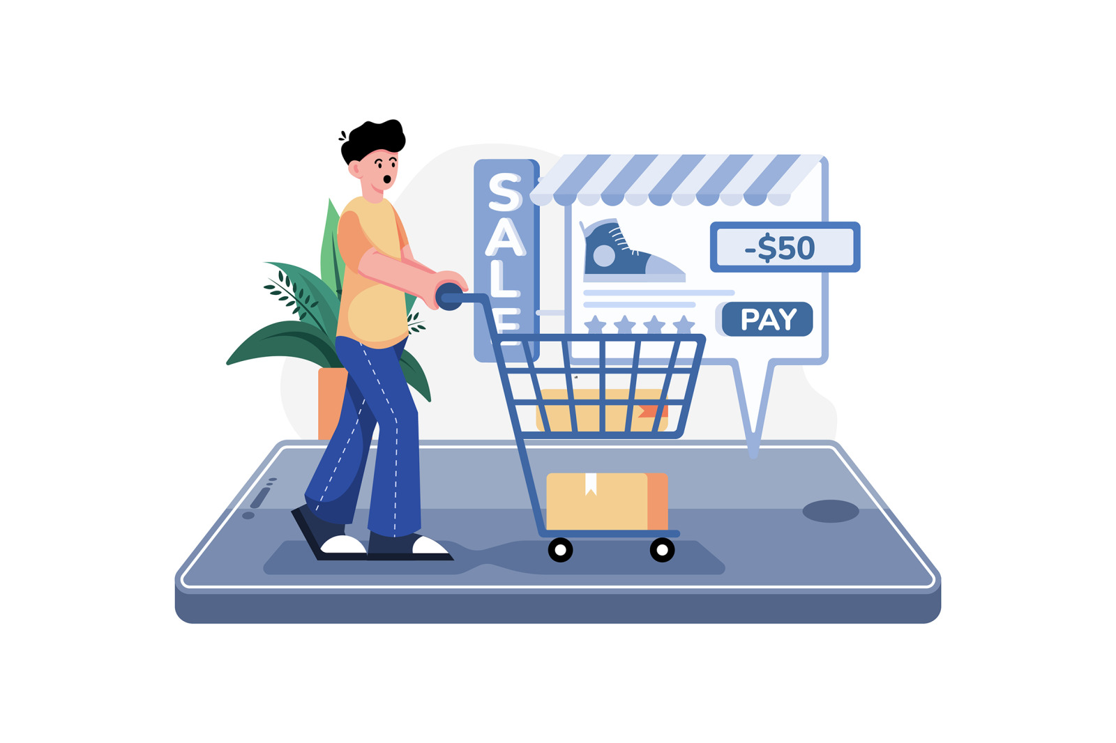 M535_Shopping Online Illustration Pack