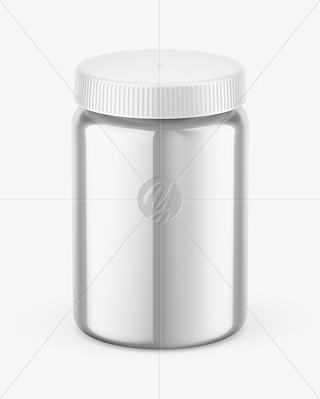 Glossy Metallic Pills Bottle Mockup