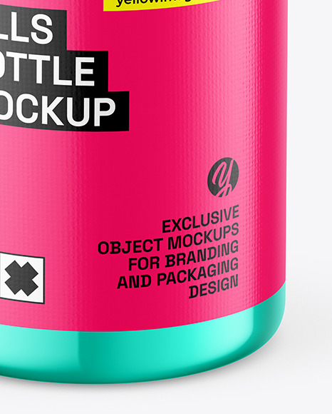 Glossy Metallic Pills Bottle Mockup