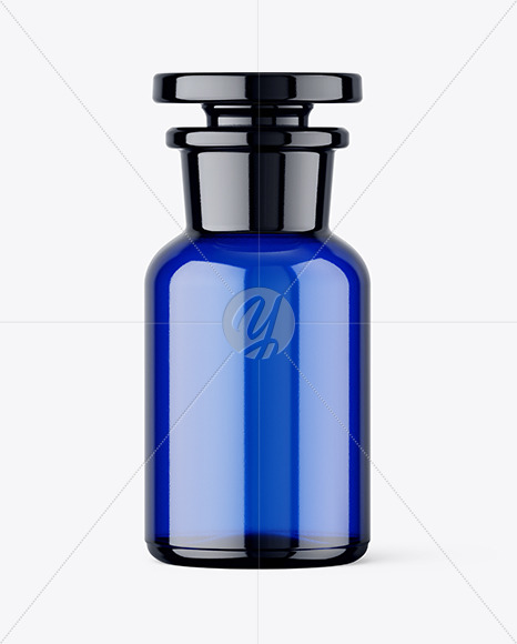 100ml Apothecary Blue Glass Bottle Mockup
