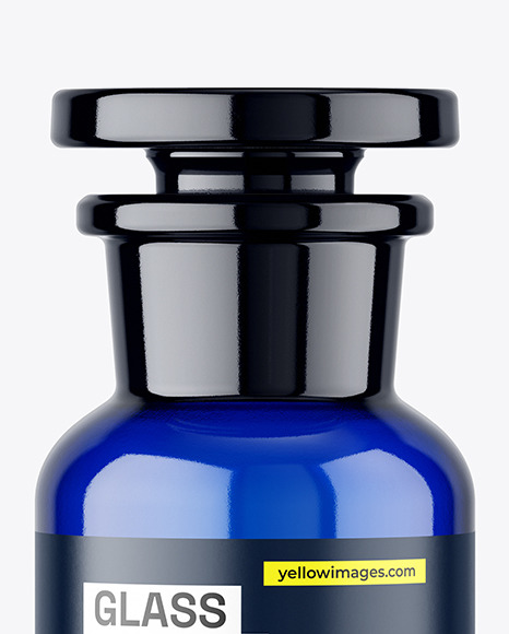 100ml Apothecary Blue Glass Bottle Mockup