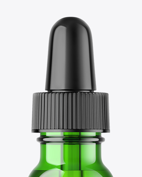 Green Glass Dropper Bottle Mockup