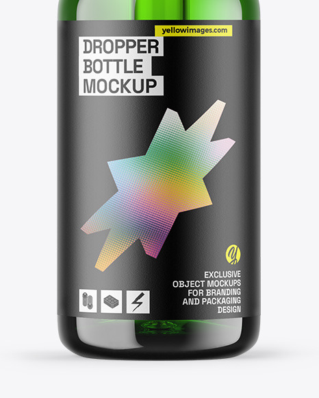 Green Glass Dropper Bottle Mockup