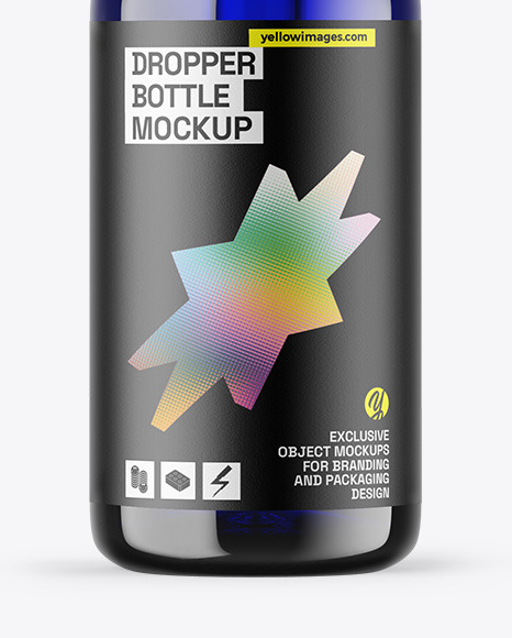 Blue Glass Dropper Bottle Mockup