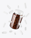 Amber Pills Jar with Flying Pills Mockup