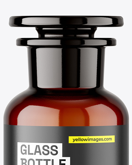 250ml Apothecary Amber Glass Bottle Mockup