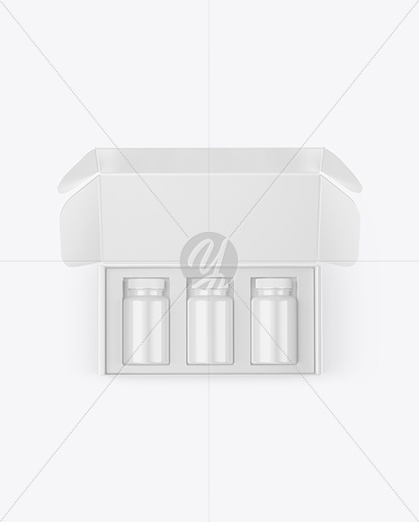 Opened Box With Glossy Bottles Mockup