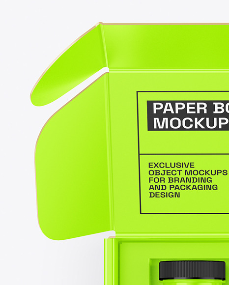 Opened Box With Glossy Bottles Mockup