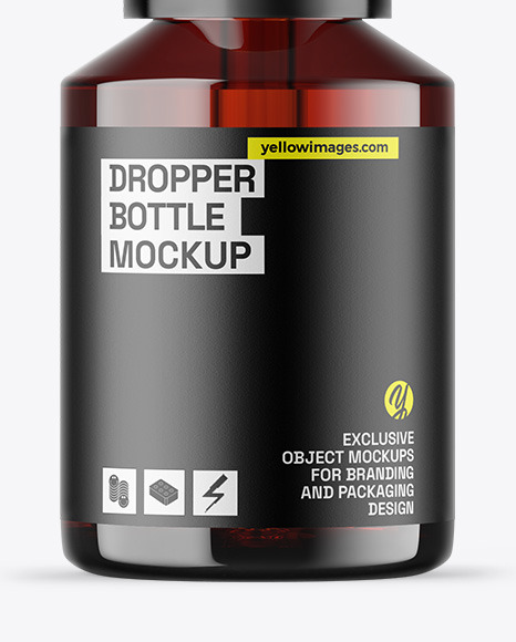 Dark Amber Glass Dropper Bottle Mockup