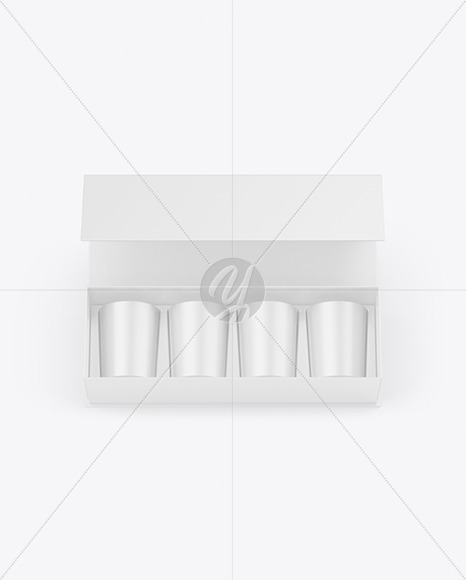 Paper Box With Four Matte Candles Mockup
