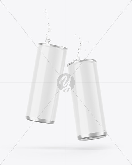 Two Cans W/ Glossy Finish Mockup