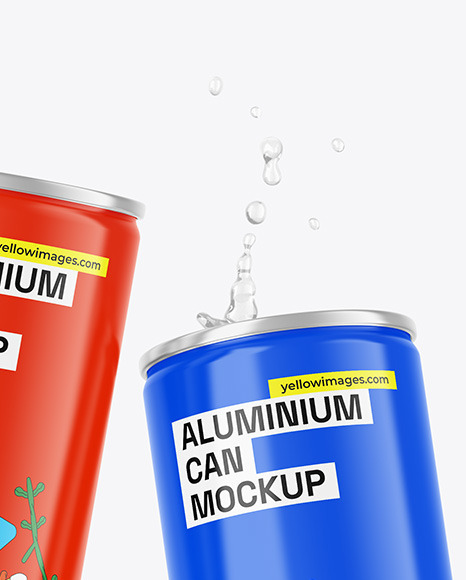 Two Cans W/ Glossy Finish Mockup
