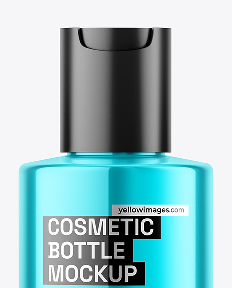 Glossy Metallic Cosmetic Bottle Mockup