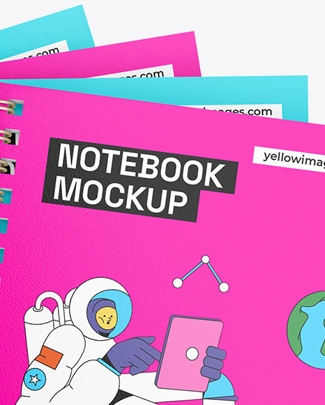 Four Spring Notebooks Mockup