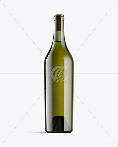 Green Glass Bottle With White Wine Mockup