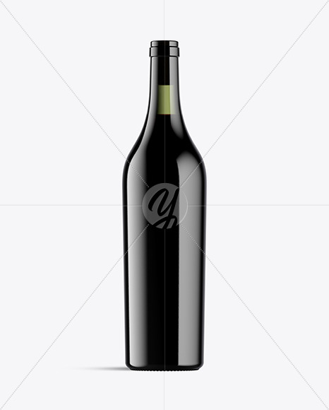 Green Glass Bottle With Red Wine Mockup