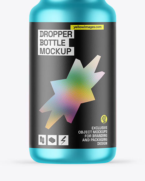 Matte Metallic Dropper Bottle Mockup