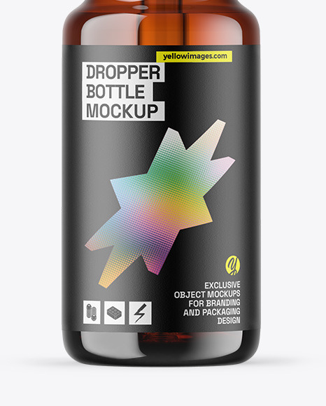 Amber Glass Dropper Bottle Mockup