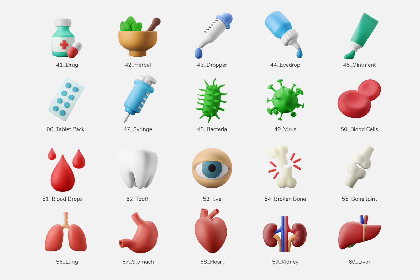 3D Icon Illustration Set - Medical Vol. 3 Diseases, Medicines and Organs