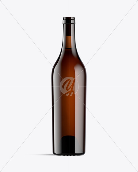 Amber Glass Bottle With White Wine Mockup