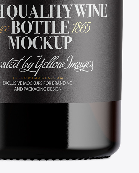 Amber Glass Bottle With White Wine Mockup