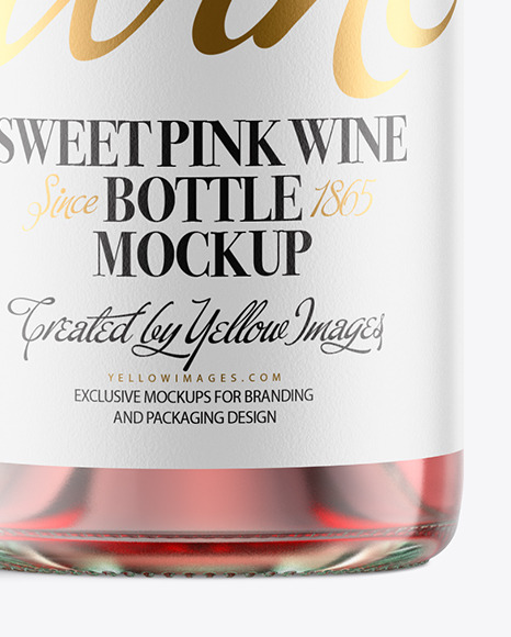 Clear Glass Bottle With Pink Wine Mockup