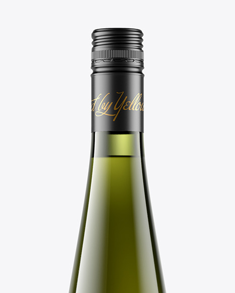 Green Glass Bottle With White Wine Mockup