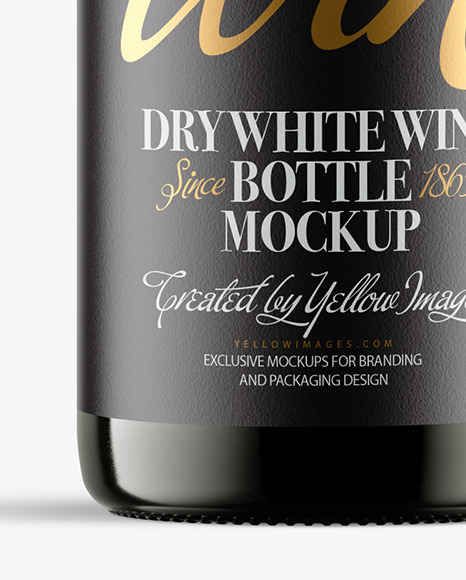 Green Glass Bottle With White Wine Mockup Green Glass Bottle With White Wine Mockup