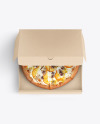 Half Open Kraft Box With Pizza Mockup