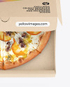 Half Open Kraft Box With Pizza Mockup