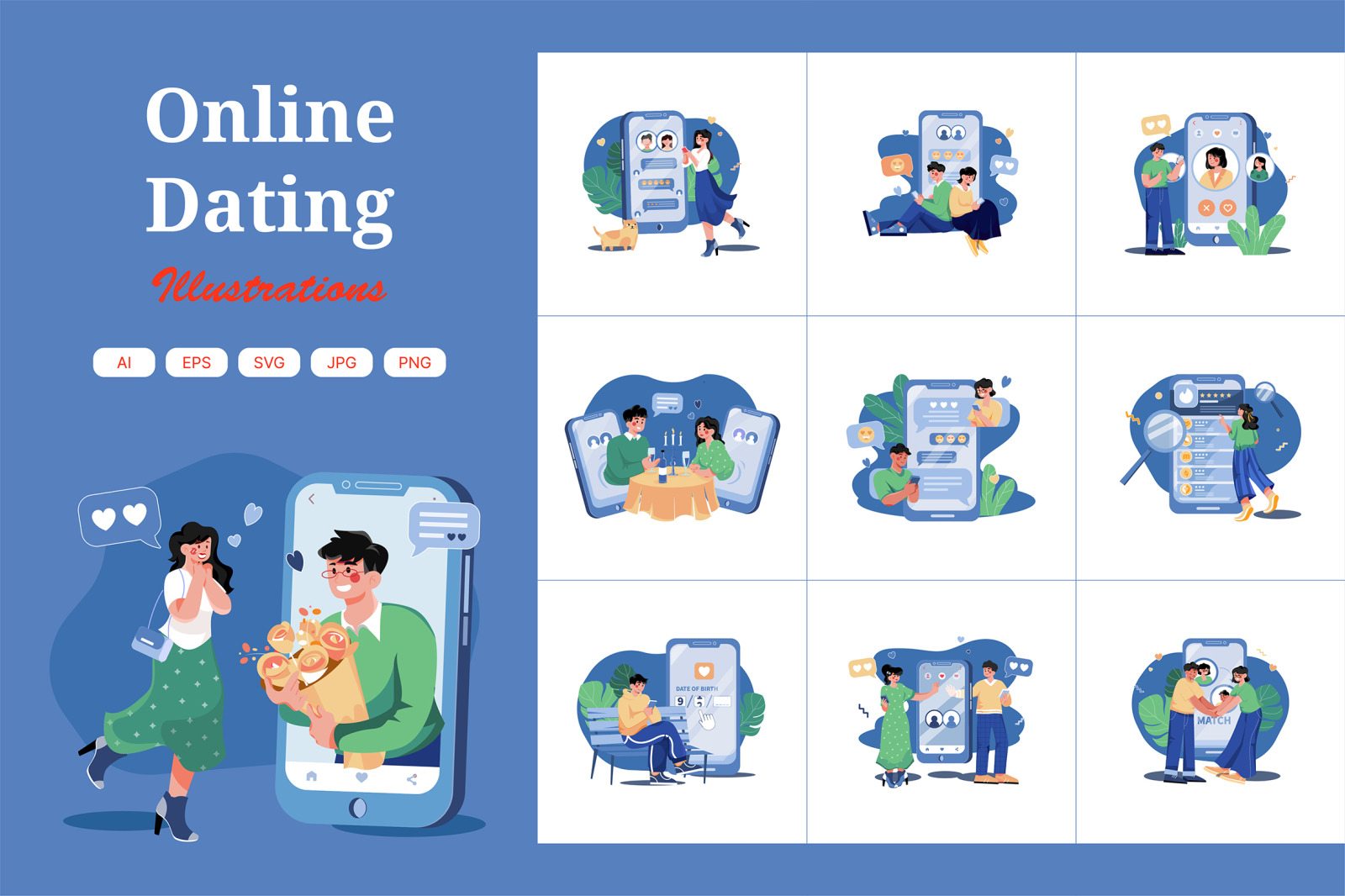 M432_Online Dating Illustration Pack