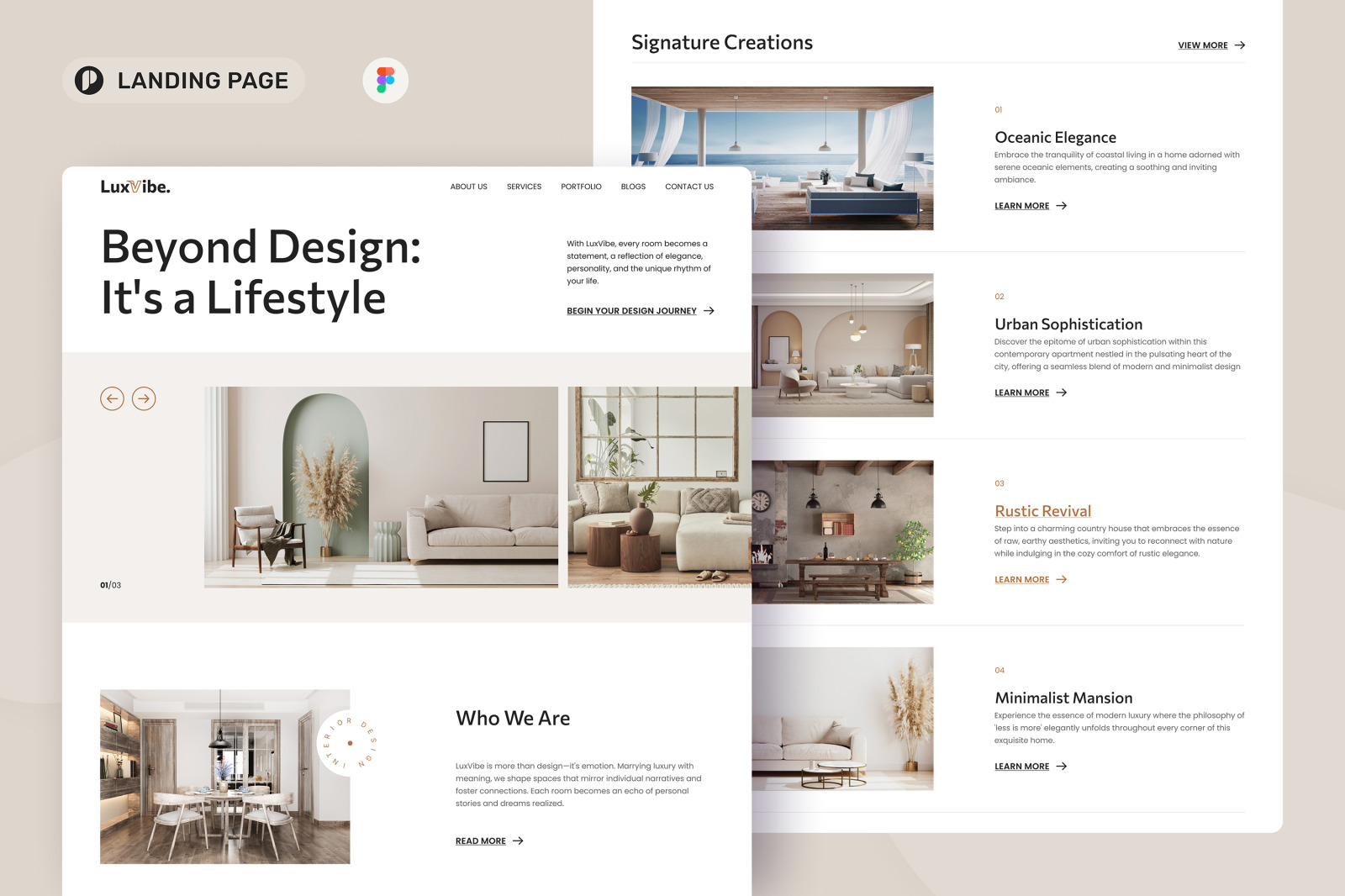 LuxVibe - Interior Design Landing Page