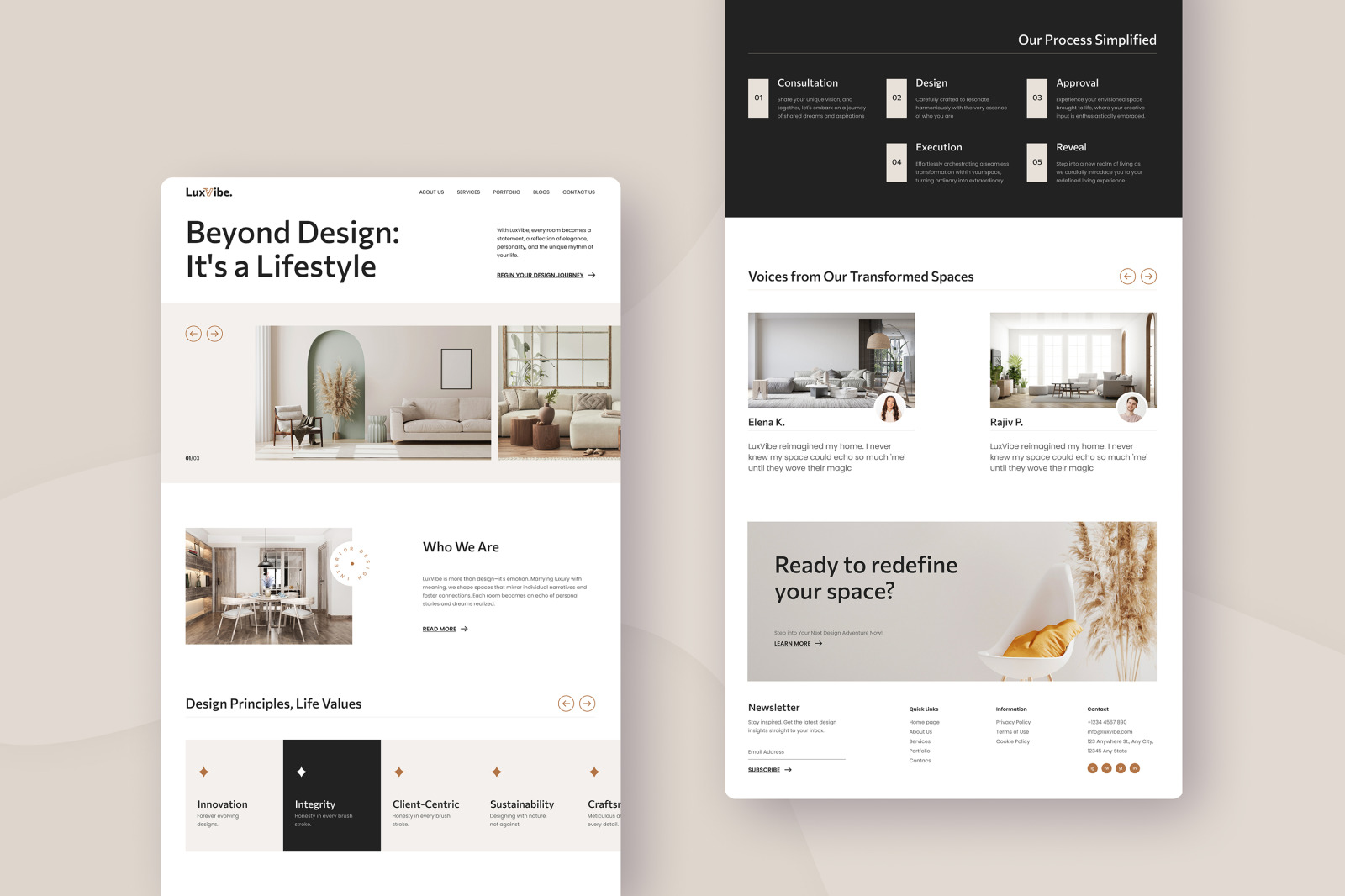 LuxVibe - Interior Design Landing Page