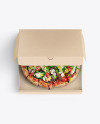 Half Open Kraft Box With Pizza Mockup