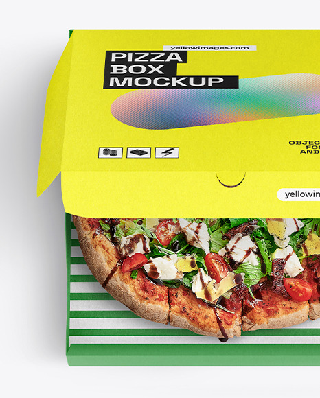 Half Open Kraft Box With Pizza Mockup