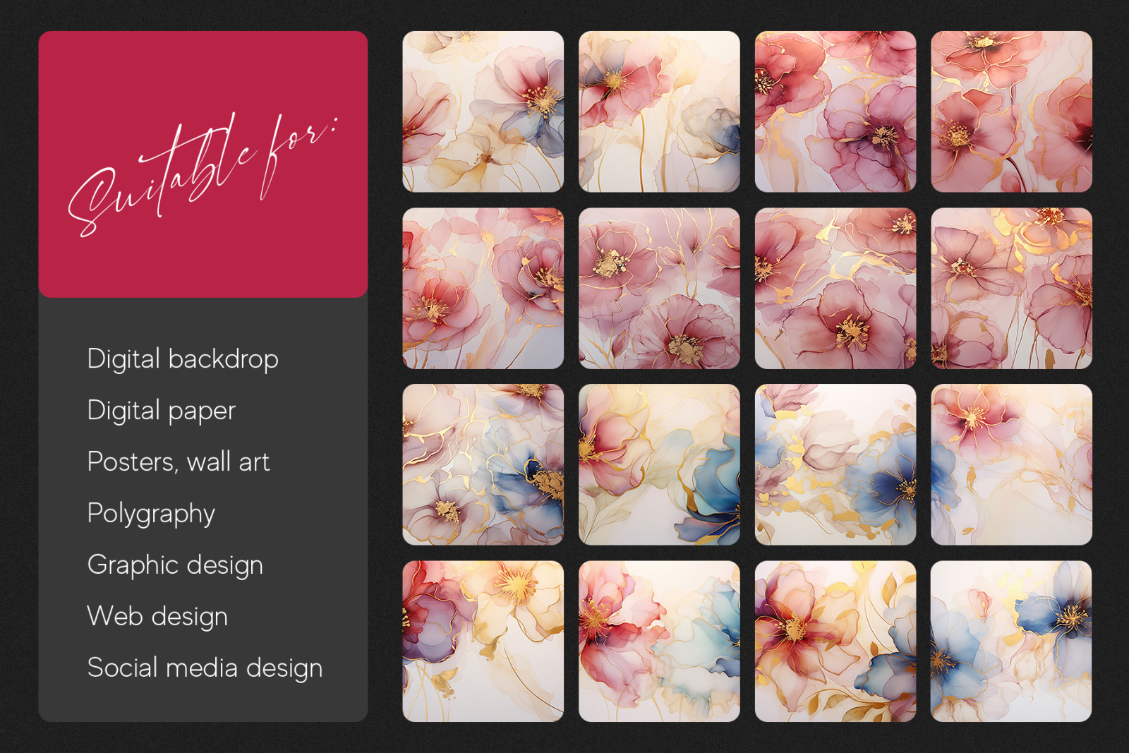 Alcohol Ink Flowers Texture Pack