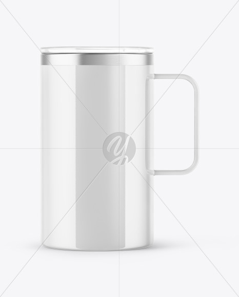 Glossy Cup With Lid Mockup