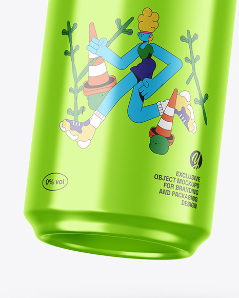 Glossy Metallic Can Mockup