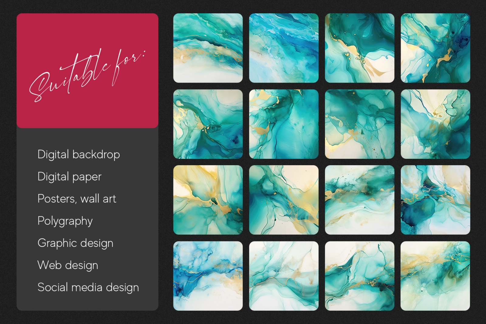 Liquid ink Turquoise Texture Pack