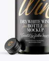 Opened Green Glass Bottle With White Wine Mockup