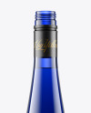 Opened Blue Glass Bottle With White Wine Mockup