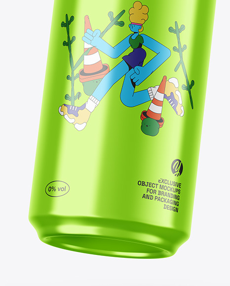 Glossy Metallic Can Mockup