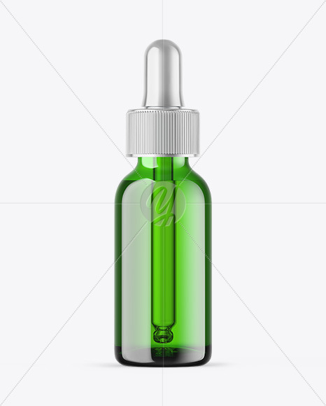 Green Glass Dropper Bottle Mockup