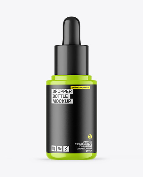 Glossy Dropper Bottle Mockup - White dropper bottle mockup