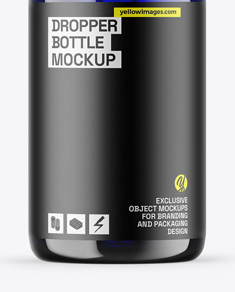 Blue Glass Dropper Bottle Mockup