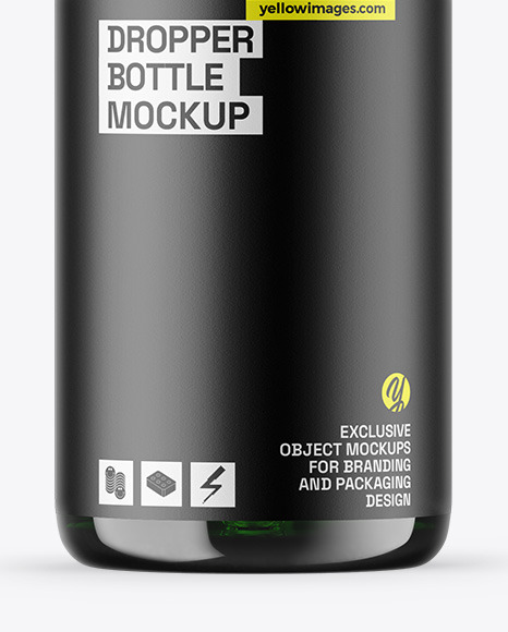 Green Glass Dropper Bottle Mockup
