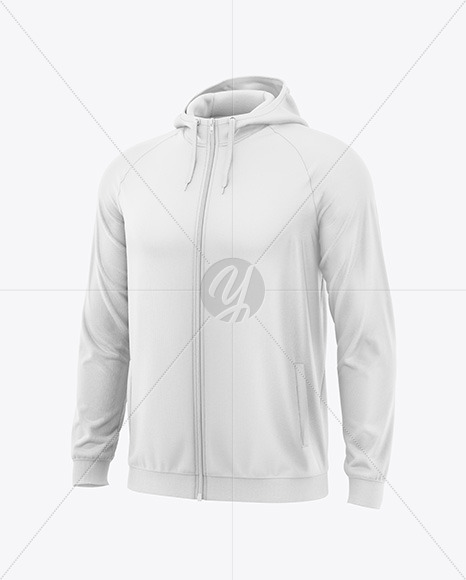Men's Full-Zip Hoodie Mockup - Half Side View