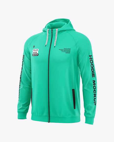 Men's Full-Zip Hoodie Mockup - Half Side View