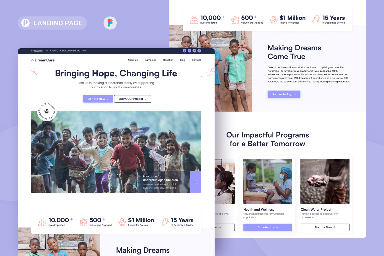 DreamCare - Charity Foundation Landing Page DreamCare - Charity Foundation Landing Page