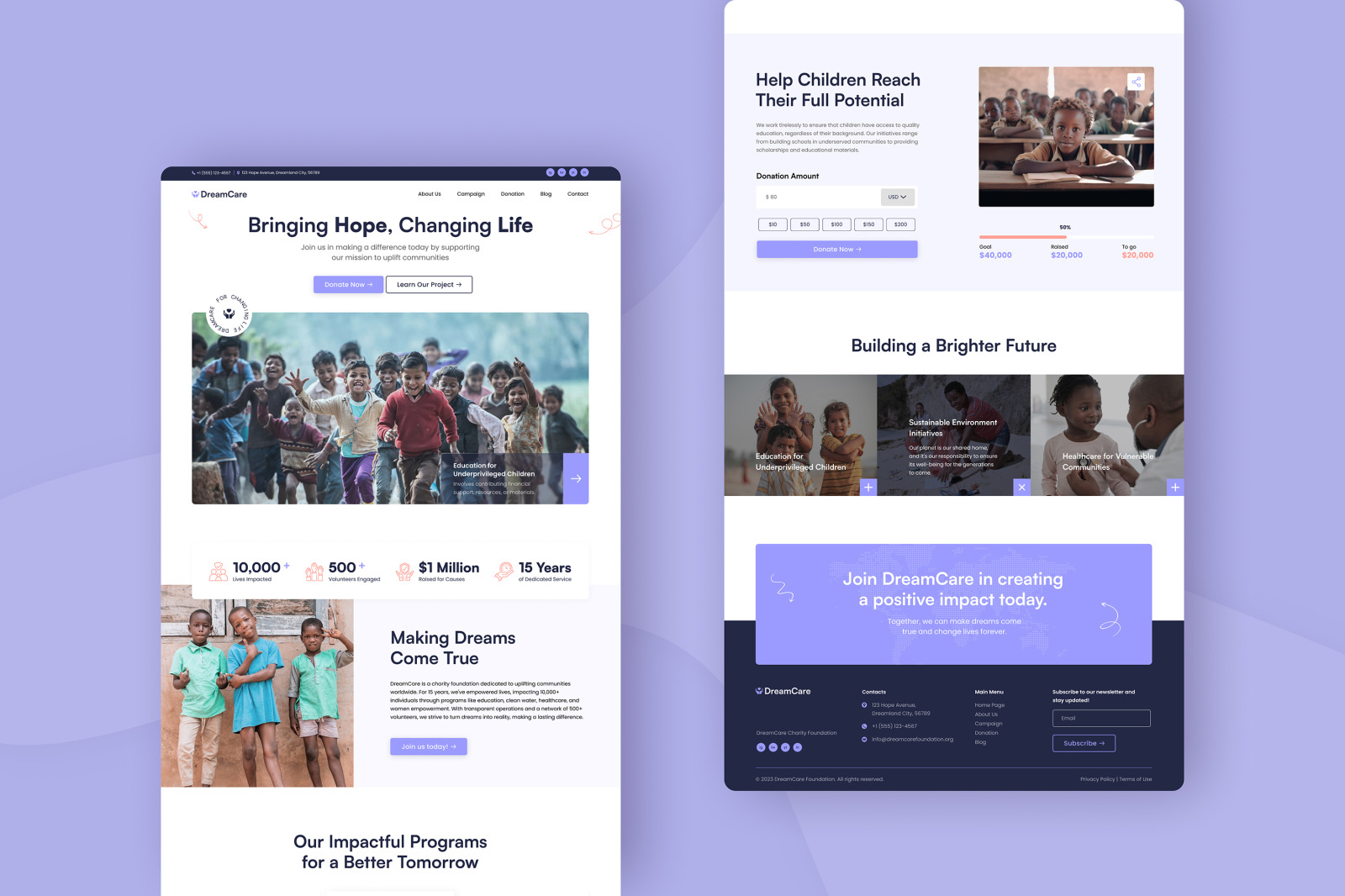 DreamCare - Charity Foundation Landing Page DreamCare - Charity Foundation Landing Page